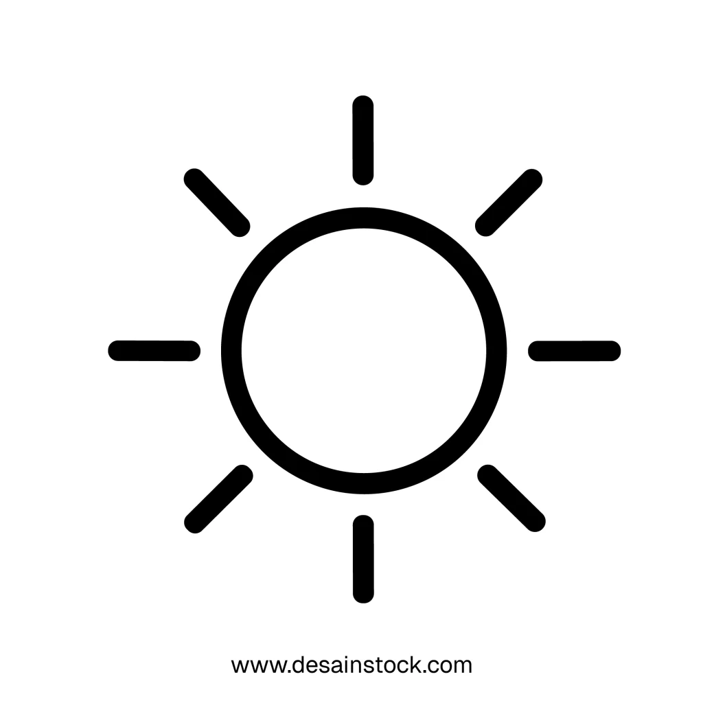 Simple Outline Sunlight Circle Shape Design Symbol Illustration Icon