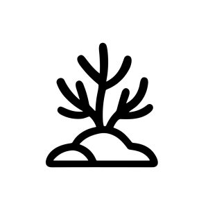 Simple Black Line Small Tree Sprout Seedling on Soil Illustration