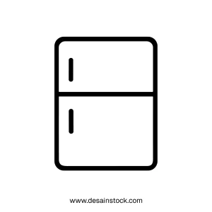 Minimalist Outline Refrigerator Home Appliance Symbol Icon for Kitchen Equipment