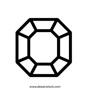 Minimalist Outline Octagon Cut Gemstone Diamond Expensive Jewelry Precious Stone