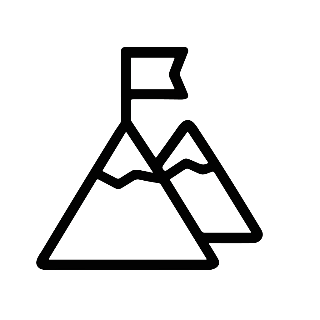 Outline Minimalist Mountain Top With Flag Destination Symbol Icon Graphic