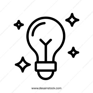 Simple Line Style Light Bulb Sparkle Creative Idea Icon Illustration