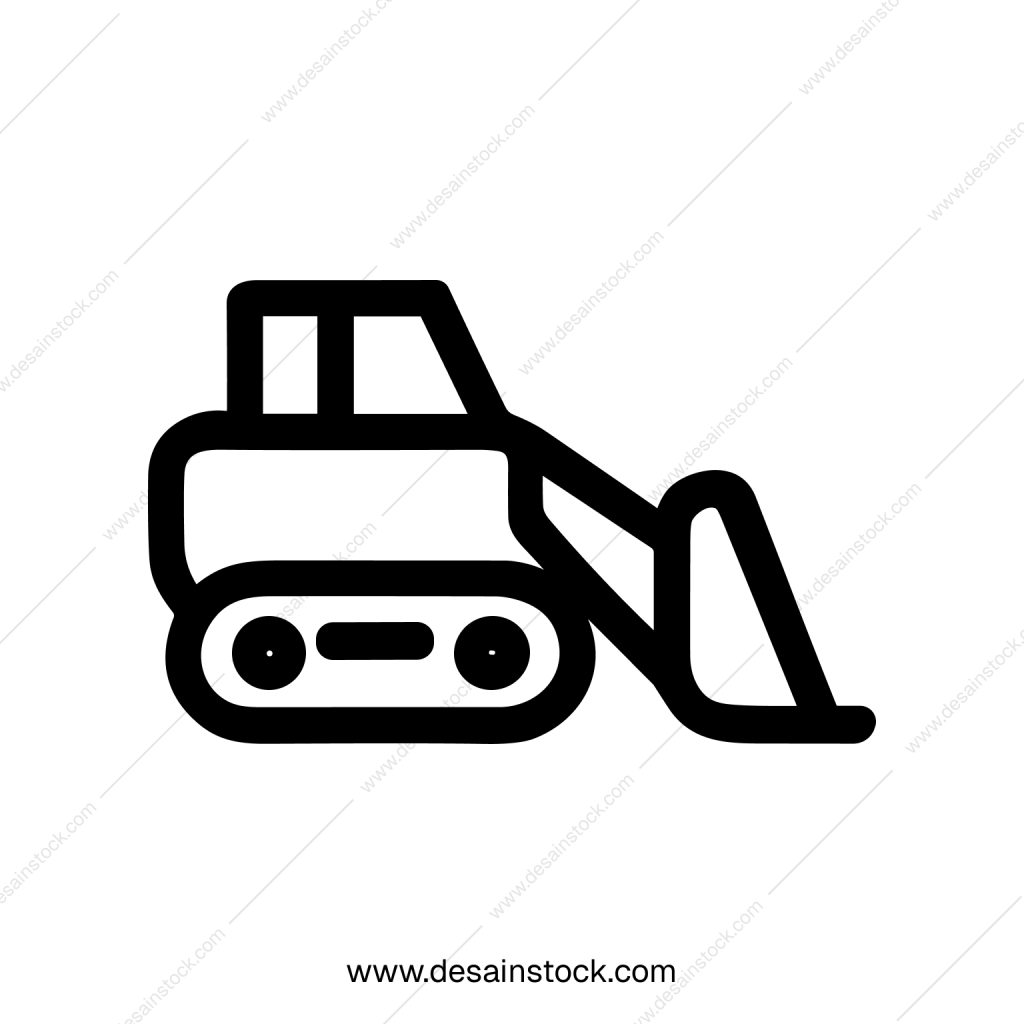 Simple Outline Isolated Skid Steer Loader Construction Equipment Icon