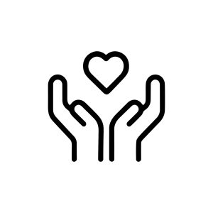 Simple Outline Hand Holding Heart Shape, Love and Care Icon
