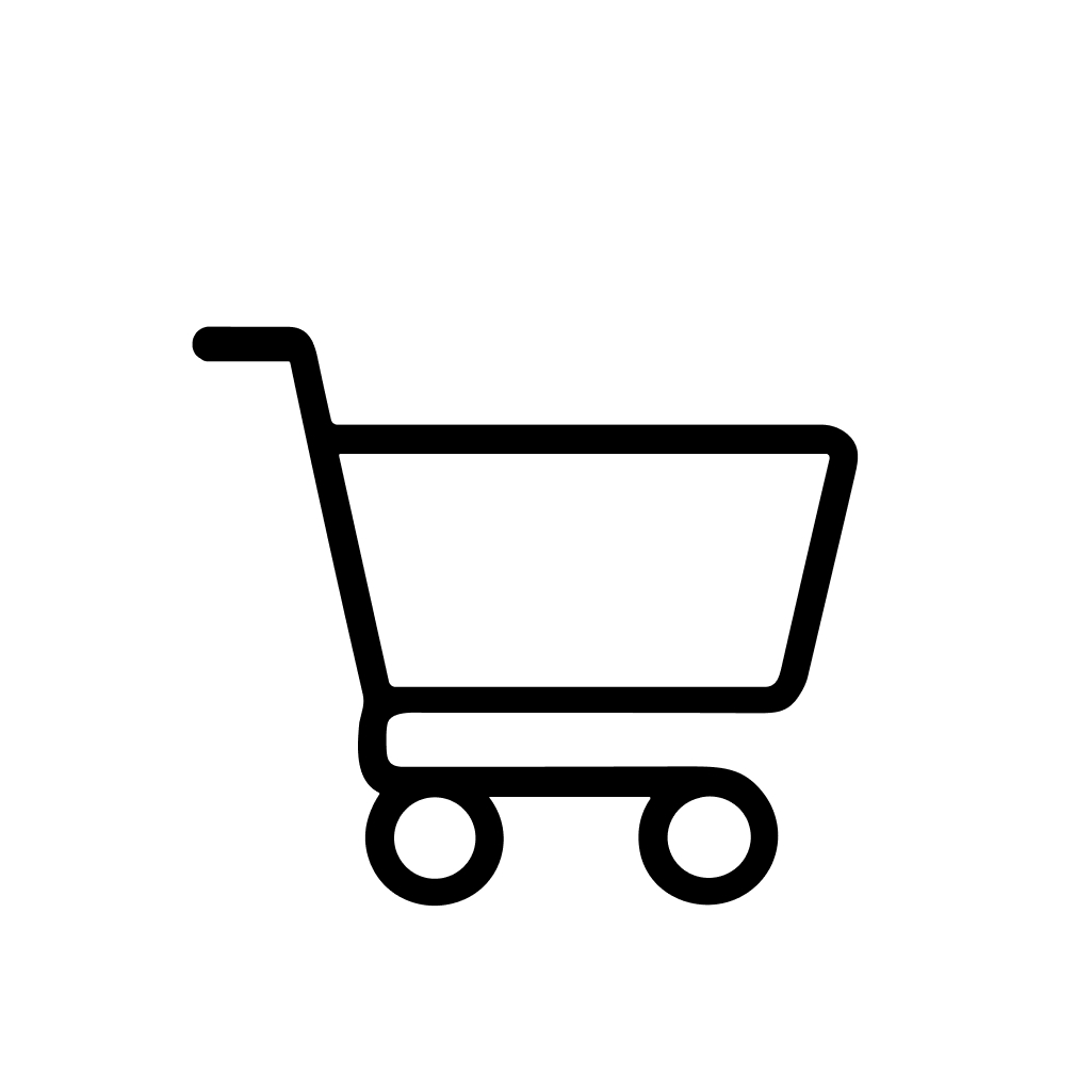 Simple Outline Style Shopping Cart Minimalist Design Black and White Icon