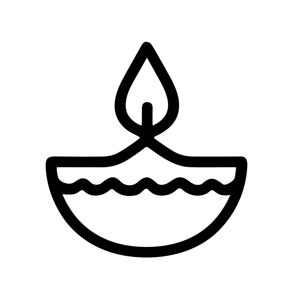 Minimalist Outline Candle Flame Diwali Celebration Icon Graphic Element