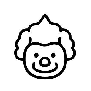 Simple Line Drawing Clown Face with Curly Hair Entertainment Icon