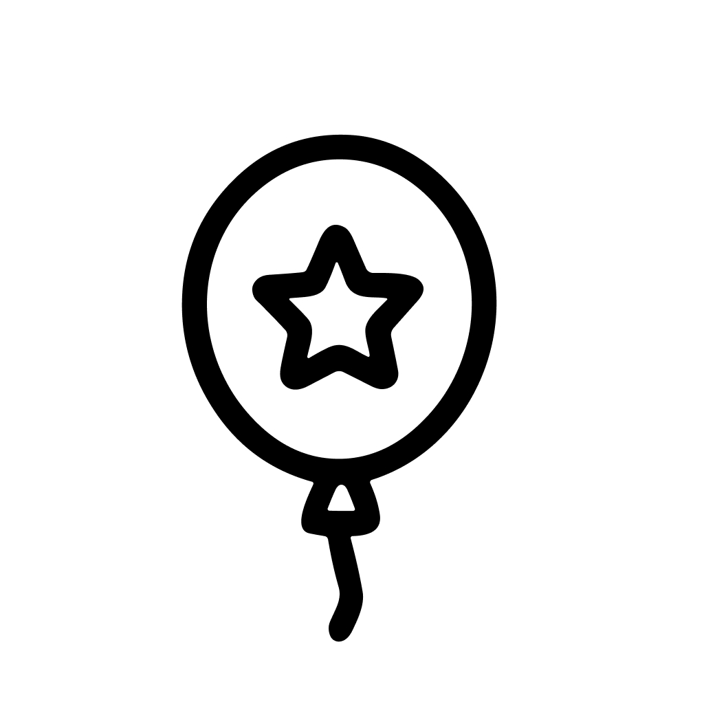 Simple Outline Handdrawn Star Balloon Celebration Party Decoration Icon Element