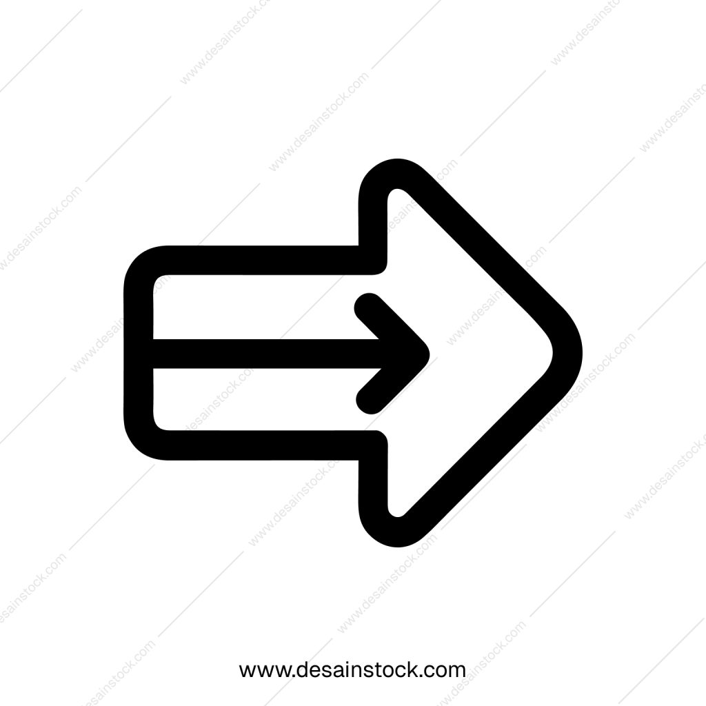 Simple Line Style Right Arrow Directional Sign Symbol Graphic Element
