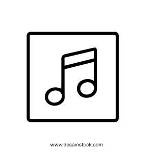 Outline Simple Music Note Square Sign Application Icon Element