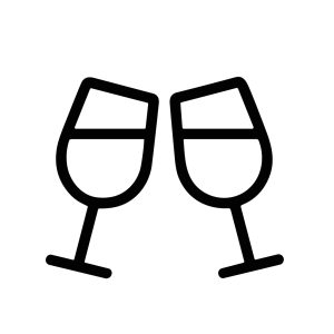 Minimalist Outline Two Toasting Wine Glass Icon Illustration Graphic Design