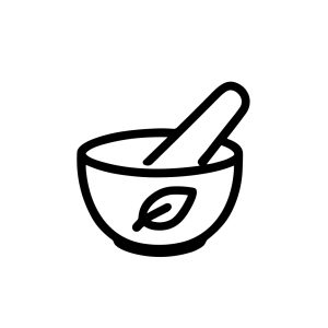 Line Art Minimalist Mortar and Pestle with Leaf Herb Icon