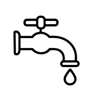 Minimalist Outline Faucet Water Drop Plumbing Fixture Line Icon Symbol