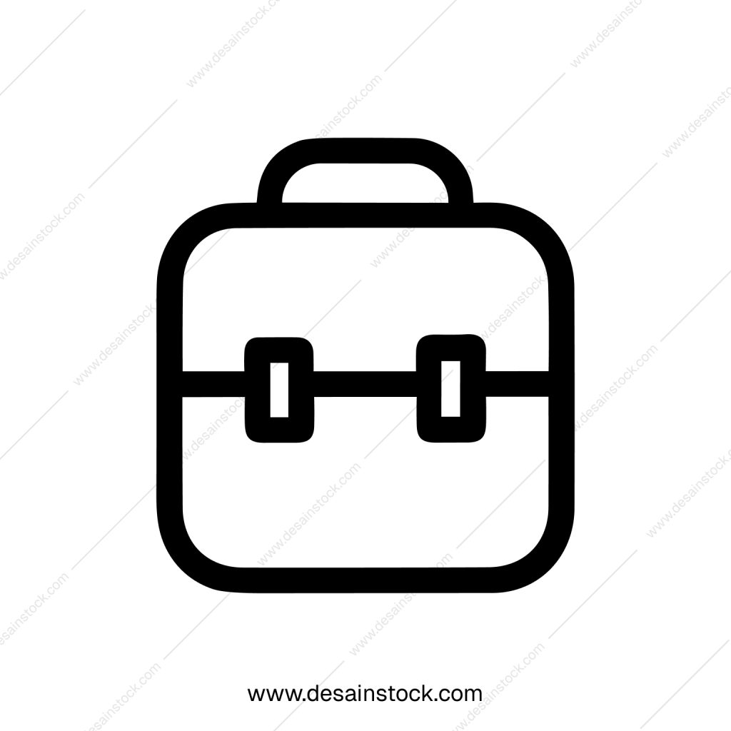 Simple Outline Minimalist Briefcase Handbag Icon Design for Business and Travel