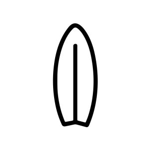 Simple Outline Surfboard Isolated Line Art Design Element Illustration