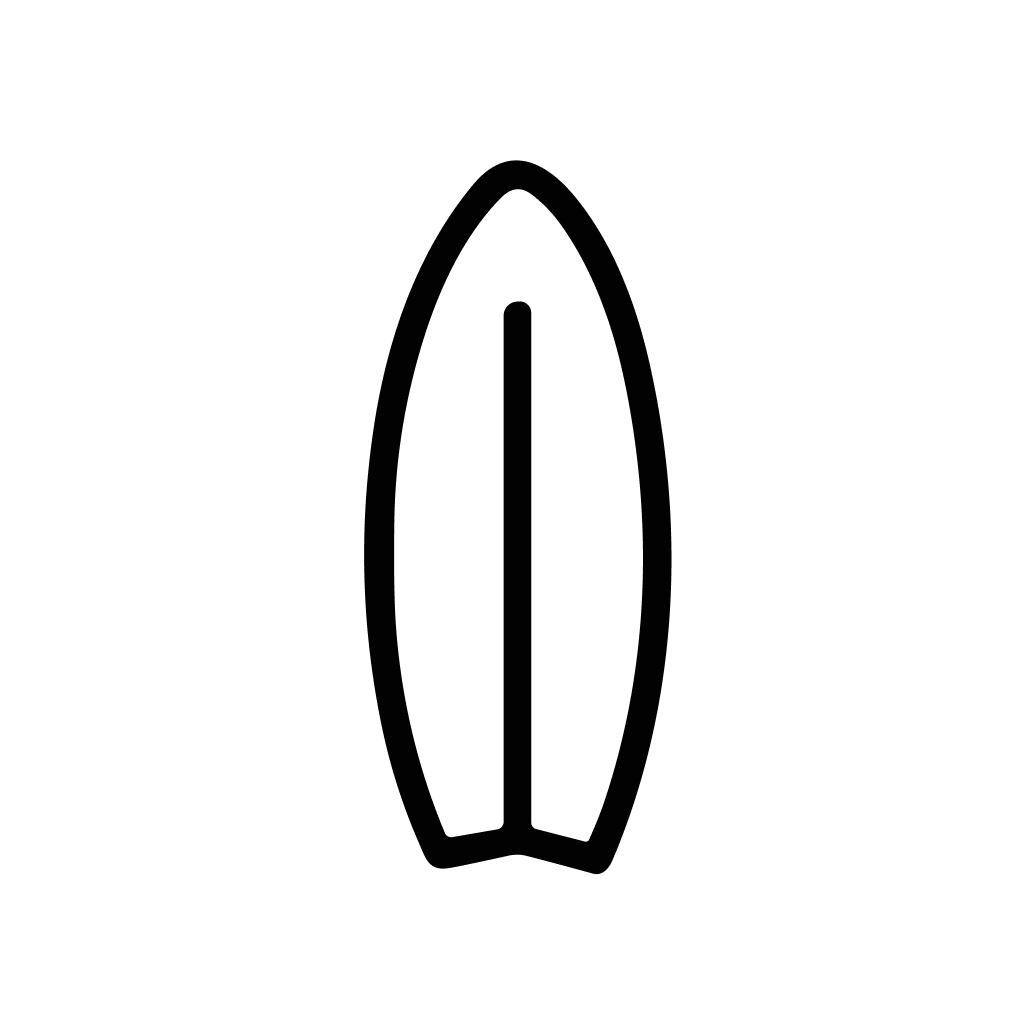 Simple Outline Surfboard Isolated Line Art Design Element Illustration