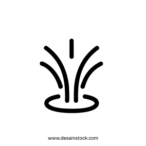 Simple Line Drawing Fountain Water Jet Burst Spring Symbol Icon