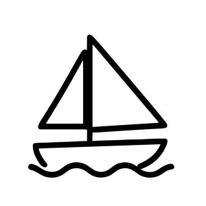 Simple Line Drawing Sailboat on Wave Icon Minimalist Nautical Illustration