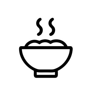 Simple Outline Rice Bowl With Steam Icon Graphic Illustration