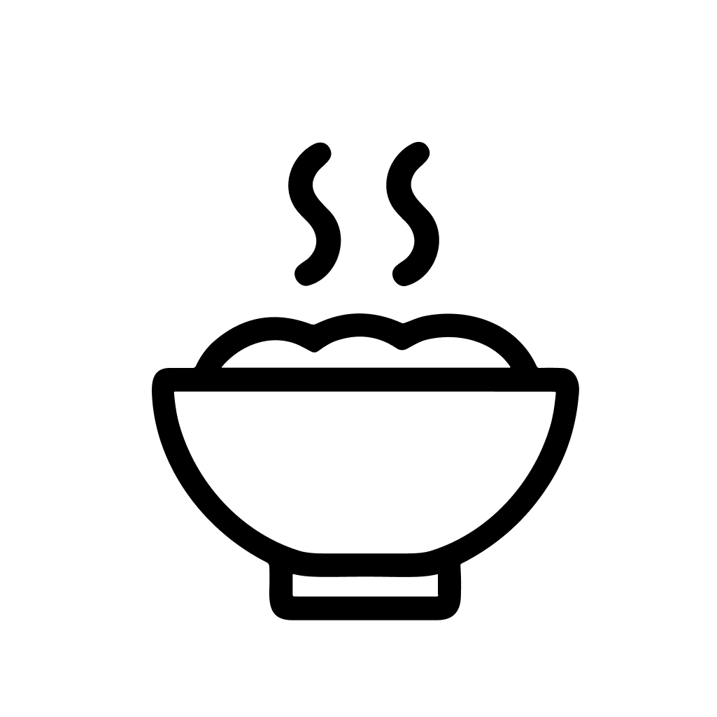 Simple Outline Rice Bowl With Steam Icon Graphic Illustration