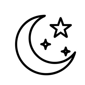 Simple Outline Moon and Stars Icon Design for Night Sky Theme