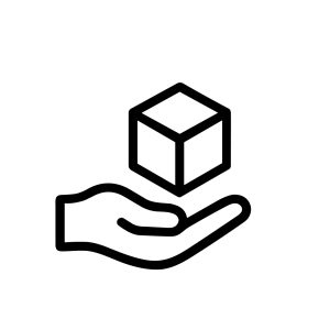 Line Art Minimalist Hand Holding Cube Shape Package Delivery Element Icon