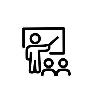 Minimalist Outline Teacher Giving Lesson to Students in the Classroom Icon