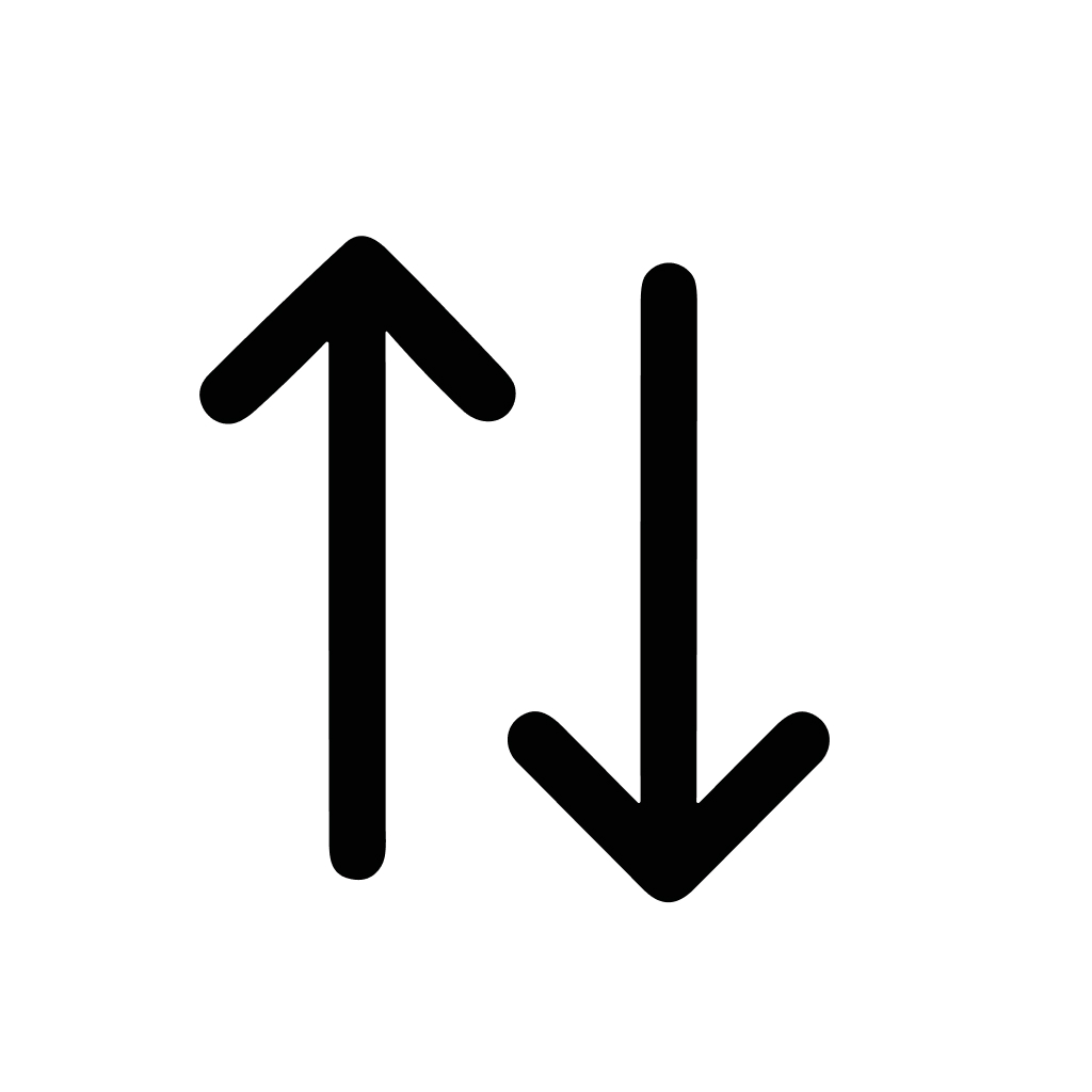 Simple Handdrawn Up and Down Arrow Symbol Sign Element Icon