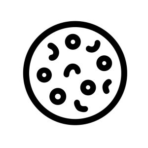 Simple Outline Circular Pizza with Toppings Icon Illustration Line Art