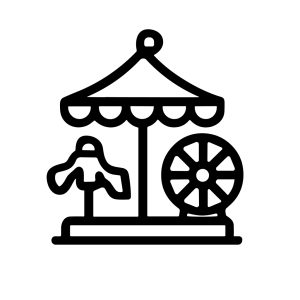Minimalist Line Art Amusement Park Carousel Ride Icon Shape