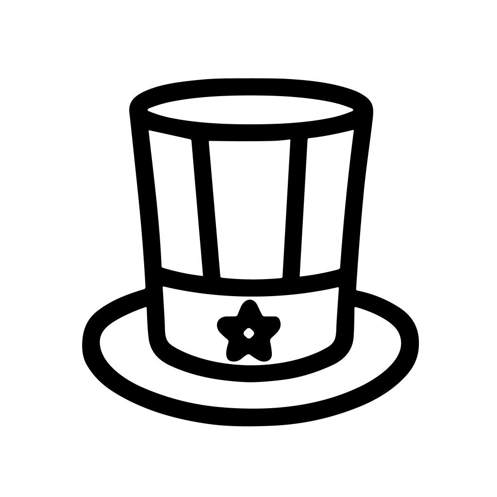 Outline Minimalist United States Uncle Sam Hat Symbol Icon Illustration