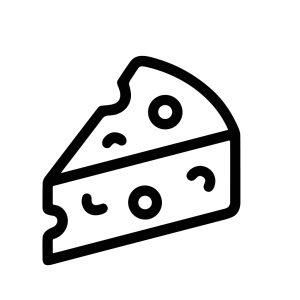 Minimalist Line Cheese Slice with Holes Delicious Food Icon