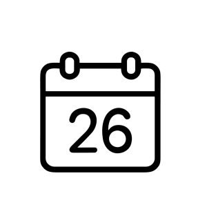 Minimalist Outline Calendar with Number 26 for Date Reminder Icon