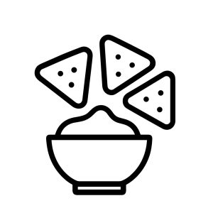 Simple Outline Nachos in Bowl with Tortilla Chips Food Icon