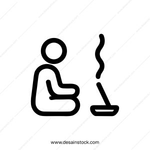 Simple Line Icon Meditation with Incense Stick Aroma Therapy Illustration