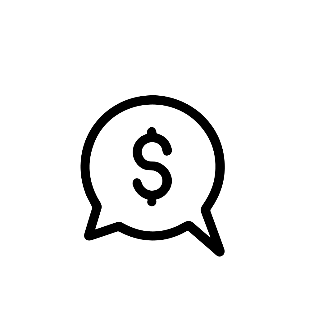 Simple Outline Dollar Sign in Speech Bubble Icon Shape Element