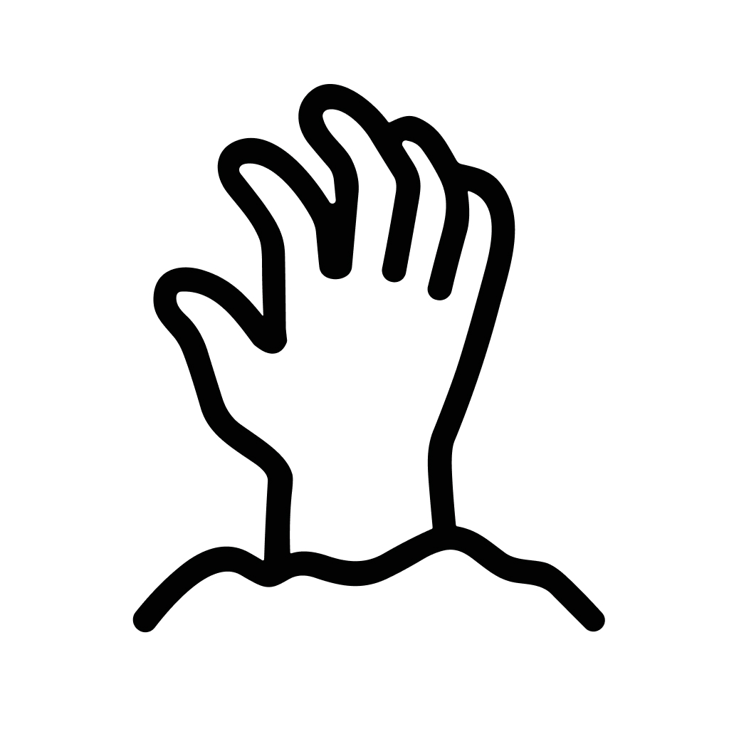 Simple Outline Hand Emerging from Ground Zombie Halloween Illustration