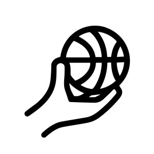 Simple Outline Hand Holding Basketball Sport Game Activity Icon