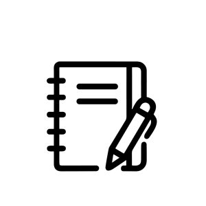 Simple Line Notebook with Pencil Write Note Taking Icon Design