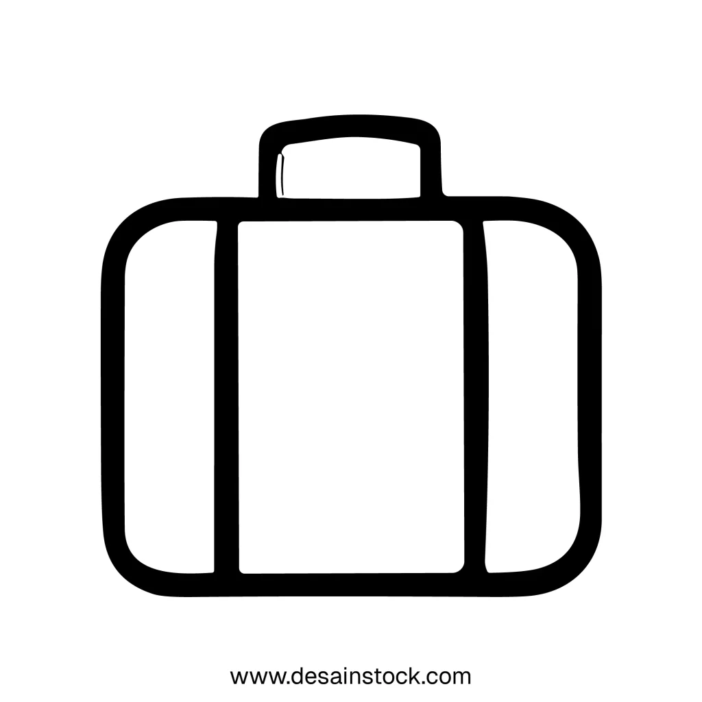 Simple Line Art Travel Bag Suitcase Luggage Icon Design Element