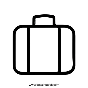 Simple Line Art Travel Bag Suitcase Luggage Icon Design Element