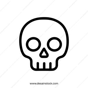 Simple Outline Black Skull with Empty Eye Sockets and Jaw Icon
