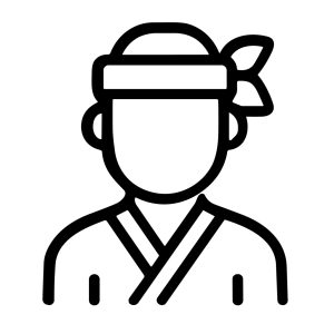 Simple Outline Style Chef Avatar with Headband Portrait Illustration