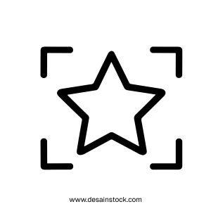 Simple Outline Star in Focus Frame Icon, Minimalist Interface Element