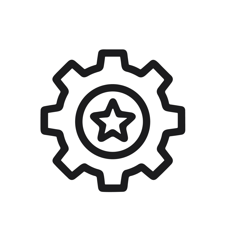Minimalist Outline Star Gear Symbol Setting Technology Simple Icon