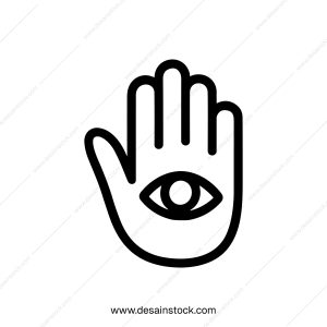 Minimalist Outline Hand with Eye Illustration, Symbol for Protection and Spirituality