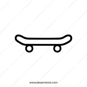 Minimalist Outline Skateboard with Wheels Line Art Style Illustration