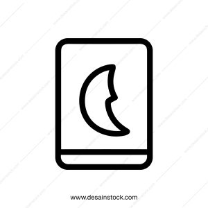 Simple Outline Style Crescent Moon in Rectangle Shape Icon Design