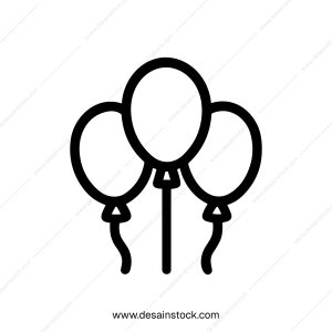 Minimalist Outline Balloons Celebration Party Decoration Shape Icon