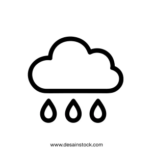Minimalist Outline Weather Cloud Rainfall Simple Symbol Sign Icon Design